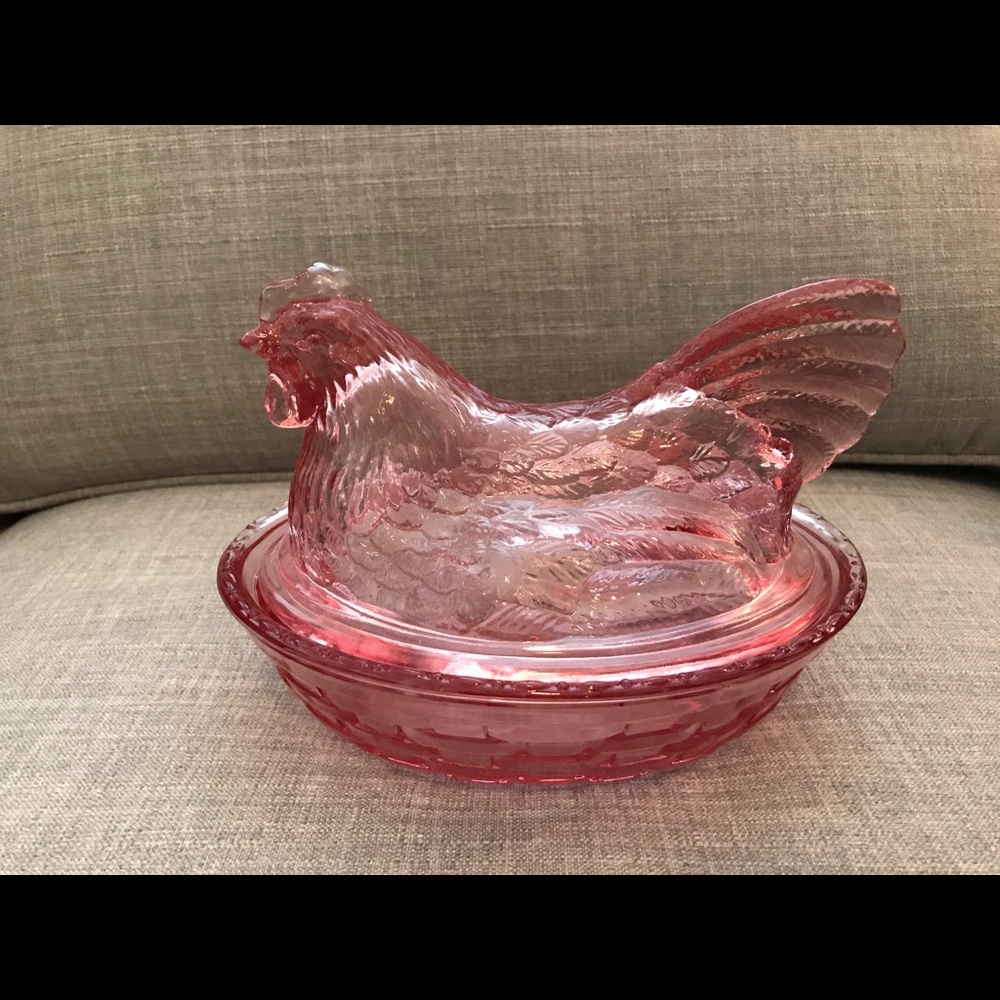 Longaberger Glass Hen 2-Piece Dish